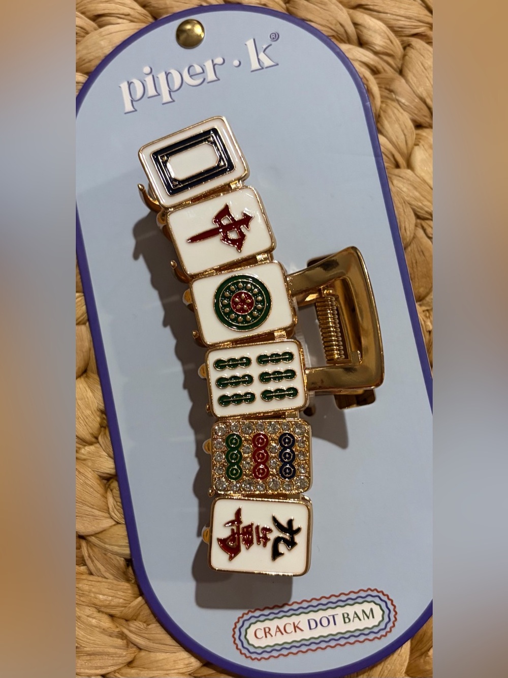 Piper K Gold-Tone Multi-Color Mahjong Tile Hair Claw